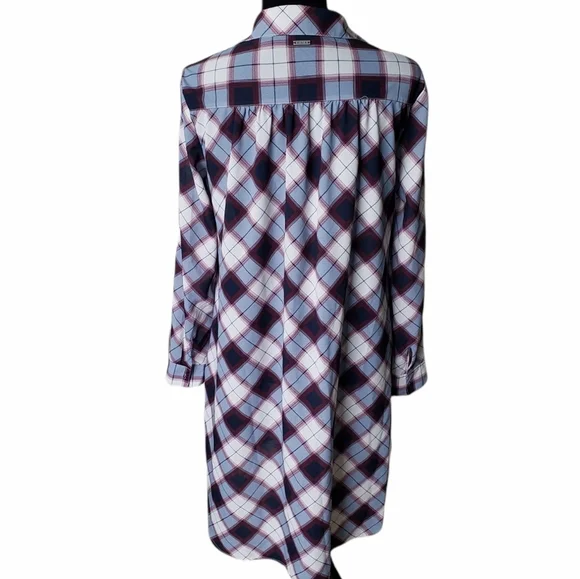 Prana Plaid Maroon Flint Maxi Tunic Size Small - Picture 8 of 11